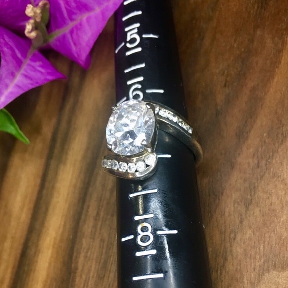 Genuine Silver CZ Swoop Engagement Ring - Picture 8 of 8